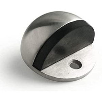 Abbasali Stainless Steel Half Round Door Stopper with Rubber Bumper - Pack of 1