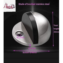 Abbasali Stainless Steel Half Round Door Stopper with Rubber Bumper - Pack of 1