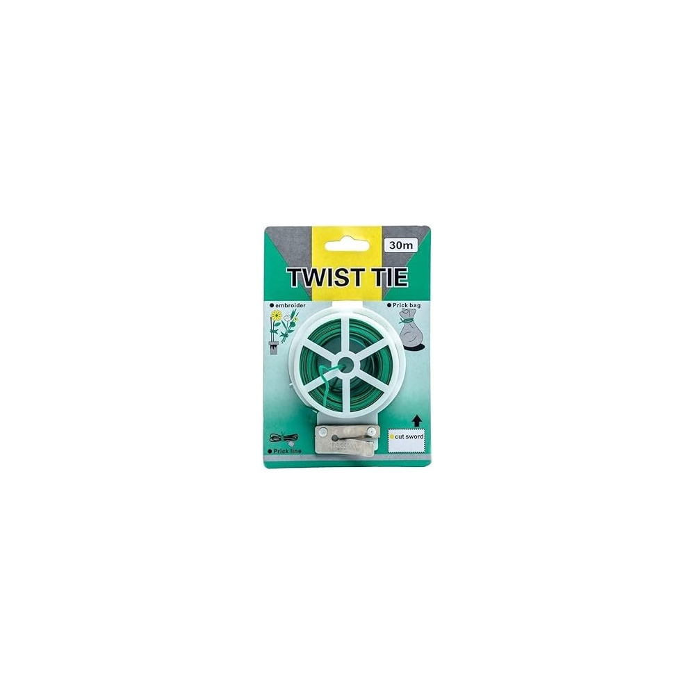 Abbas Ali Green Color Plastic Twist Tie Wire Spool with Cutter for Garden, 30 Meter