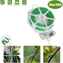 Abbas Ali Green Color Plastic Twist Tie Wire Spool with Cutter for Garden, 30 Meter