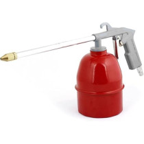 Abbas Ali Red Metal Body Gray Head Long Nozzle Air Pressure Feed Grease Gun, Made in Italy