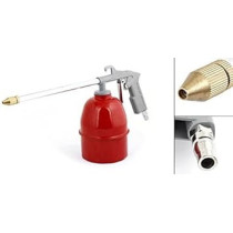 Abbas Ali Red Metal Body Gray Head Long Nozzle Air Pressure Feed Grease Gun, Made in Italy
