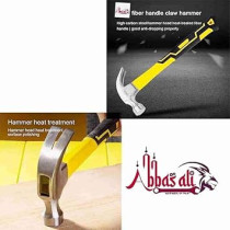 Abbas Ali Claw Hammer Carpenter Hammer Tool, Forged Heat-Treated Fine Grain Steel, 24oz