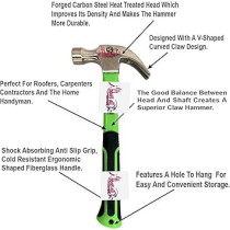 Abbas Ali Claw Hammer Carpenter Hammer Tool, Forged Heat-Treated Fine Grain Steel, 24oz