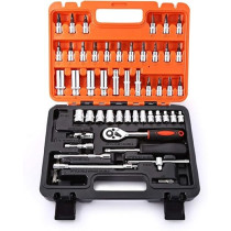 53pcs 1/4-Inch Car Repair Tool Ratchet Wrench Drive Socket Set