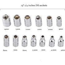 53pcs 1/4-Inch Car Repair Tool Ratchet Wrench Drive Socket Set