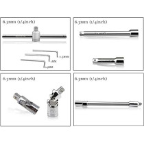 53pcs 1/4-Inch Car Repair Tool Ratchet Wrench Drive Socket Set