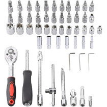 53pcs 1/4-Inch Car Repair Tool Ratchet Wrench Drive Socket Set