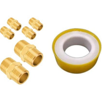 Abbas Ali Male Solid Brass Hex Nipples, 6pcs Pack, M3/8 x M3/8