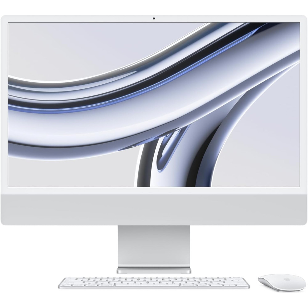 Apple 2023 iMac 24 inch, M3 chip 256 GB with 8-core CPU and 8-core GPU, 8 GB RAM, English Keyboard, Silver, MQR93