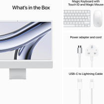 Apple 2023 iMac 24 inch M3 chip 256 GB with 8core CPU and core 10GPU, 8GB RAM, English Keyboard, Silver, MQRJ3 1 Year Warranty