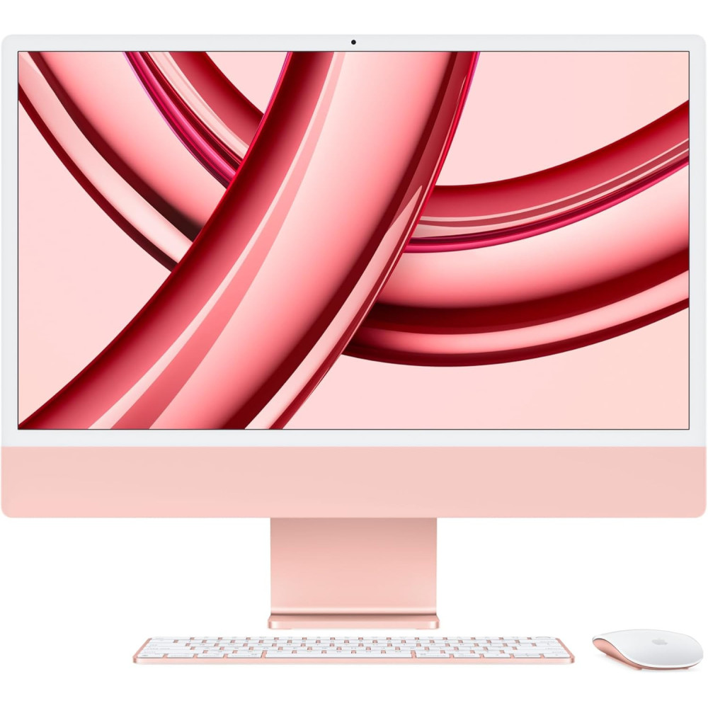 Apple 2023 iMac 24 inch, M3 chip 256 GB with 8-core CPU and 10-core GPU, 8 GB RAM, English Keyboard, Pink, MQRT3