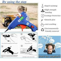 Abbas Ali Heavy Duty Glue Gun With Glue Stick, Blue, HL-8-60W, Glue Stick 40 Pcs