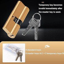 Abbas Ali Security Double Cylinder Door Barrel, European Door Lock with Keys, Brass Finish, Anti-Shock, Anti-Drilling, Anti-Pique, 70mm, Silver