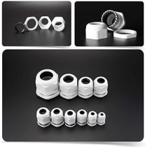 Abbas Ali PG Gland White, Pack of 5 pcs, Dust Proof Nylon Cable Gland with Locknut, Ideal for Junction/Connection Boxes, Electrical Power, Tele And Data Cables, Instrumentation Control, PG-09