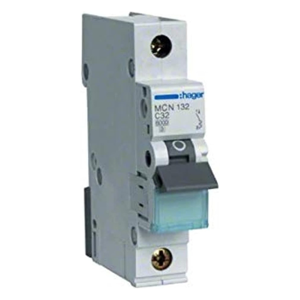 Hager Miniature Circuit Breaker, MCB, 1Pole 32A 6kA MCN132, France