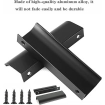 Abbas Ali 2 Pcs Finger Pulls , Back Mount Tab Pull Hidden Handle for Home, Kitchen, Living Room, Door Drawer Cabinet, Black, 96mm