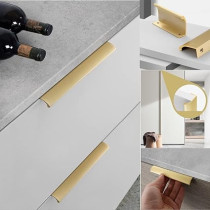 Abbas Ali 2 Pcs Finger Pulls , Back Mount Tab Pull Hidden Handle for Home, Kitchen, Living Room, Door Drawer Cabinet, Black, 96mm