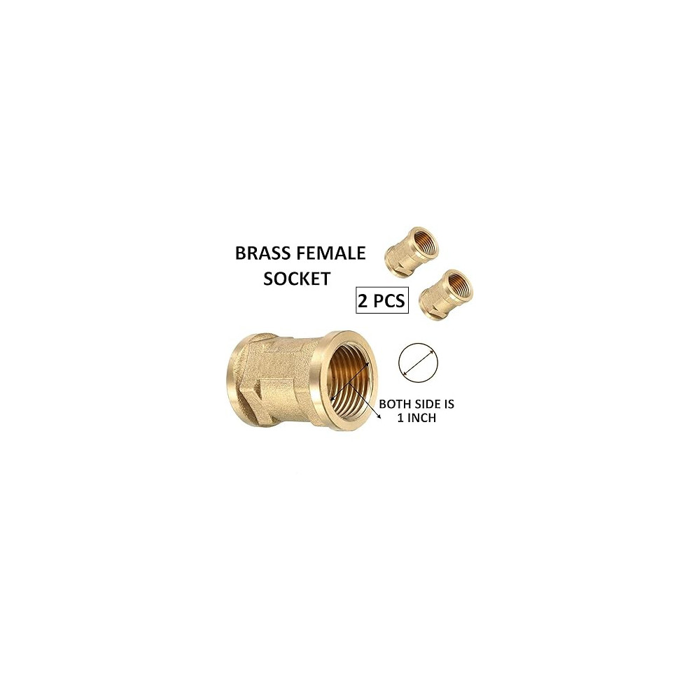 Abbas Ali 2 Pcs Brass Multi-Purpose Hose Fittings with BSP Thread for Plumbing, Gas, Hot Water Pipe Connector, Female Socket, 1 Inch