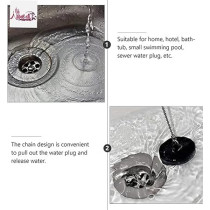 Abbas Ali 2 Pcs 1.1/2 Inch Tub Stopper , Bathroom Sink Drain Plug Silicone Bathtub Drain Stopper with Chains for Kitchen, Bathtub, and Bathroom Sink Drains