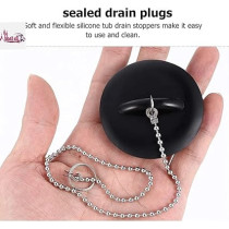 Abbas Ali 2 Pcs 1.1/2 Inch Tub Stopper , Bathroom Sink Drain Plug Silicone Bathtub Drain Stopper with Chains for Kitchen, Bathtub, and Bathroom Sink Drains
