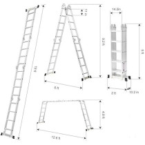 Egardenkart Multipurpose 4x5 Ladder, 6m, Silver
