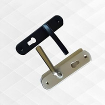 Abbas Ali Wooden Door Handle and Door Lock for Entrance and Interior Doors, Small Model E97-B231, Silver