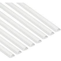 Abbas Ali White Cable Trunking, 8 Meter Pack, Paintable Self Adhesive Half Round Wire Covers, Cable Hider for TV and Cable Management, 30mm Wide x 15mm High x 1 Meter Length, 8 Pack