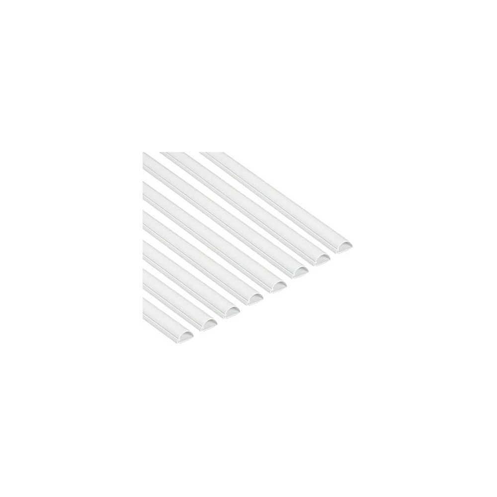 Abbas Ali White Cable Trunking, 8 Meter Pack, Paintable Self Adhesive Half Round Wire Covers, Cable Hider for TV and Cable Management, 30mm Wide x 15mm High x 1 Meter Length, 8 Pack