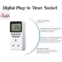 Abbas Ali One Week Electronic Timer with Large Screen, UK Plug, Programmable Digital Timer Switch Socket