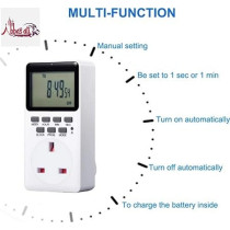 Abbas Ali One Week Electronic Timer with Large Screen, UK Plug, Programmable Digital Timer Switch Socket