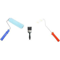 National Paints 4 Piece Paint Brush Set with National Paint Stucco 3.6L And National Paint Emulsion, 3.6L, White