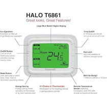 Honeywell Home T6861H2WG Fan Coil On/Off Thermostat With Remote Sensor and Setback Inputs
