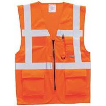 Abbas Ali Safety Vest Reflective Fabric with Zip Closure, 170GSM, Reflective Stripes for Enhanced Visibility