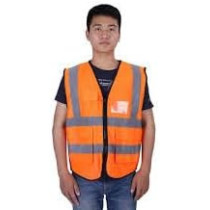 Abbas Ali Safety Vest Reflective Fabric with Zip Closure, 170GSM, Reflective Stripes for Enhanced Visibility