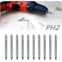 Abbas Ali Double End Screwdriver Bits, Philips PH2 Magnetic Power Bit, 150mm, Pack of 10 Pieces, Hex Shank, S2 High Alloy Steel