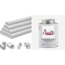 Abbas Ali 90cm PVC Pipe White, Pack of 4 with PVC Socket, 45 Degree Elbow, 90 Degree Elbow, PVC Tee, and Small PVC Glue for DIY Projects, 1 inch