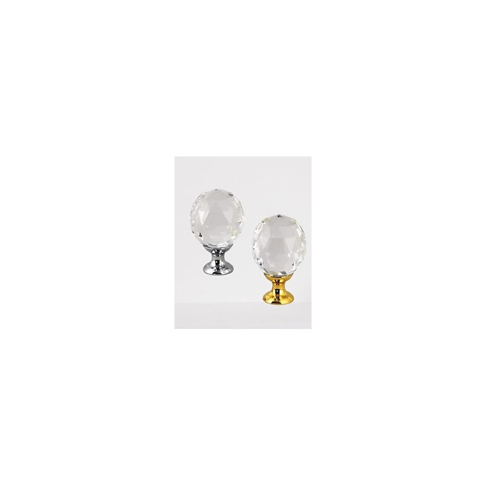 Abbas Ali Cabinet Pull Knob, Crystal Glass Full Diamond Knob, Set of 2 Pieces, Gold