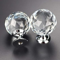 Abbas Ali Cabinet Pull Knob, Crystal Glass Full Diamond Knob, Set of 2 Pieces, Gold