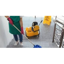 Abbas Ali Wet Floor Caution Sign with 360 Degree Mop Bucket Set, 3 Cleaning Heads