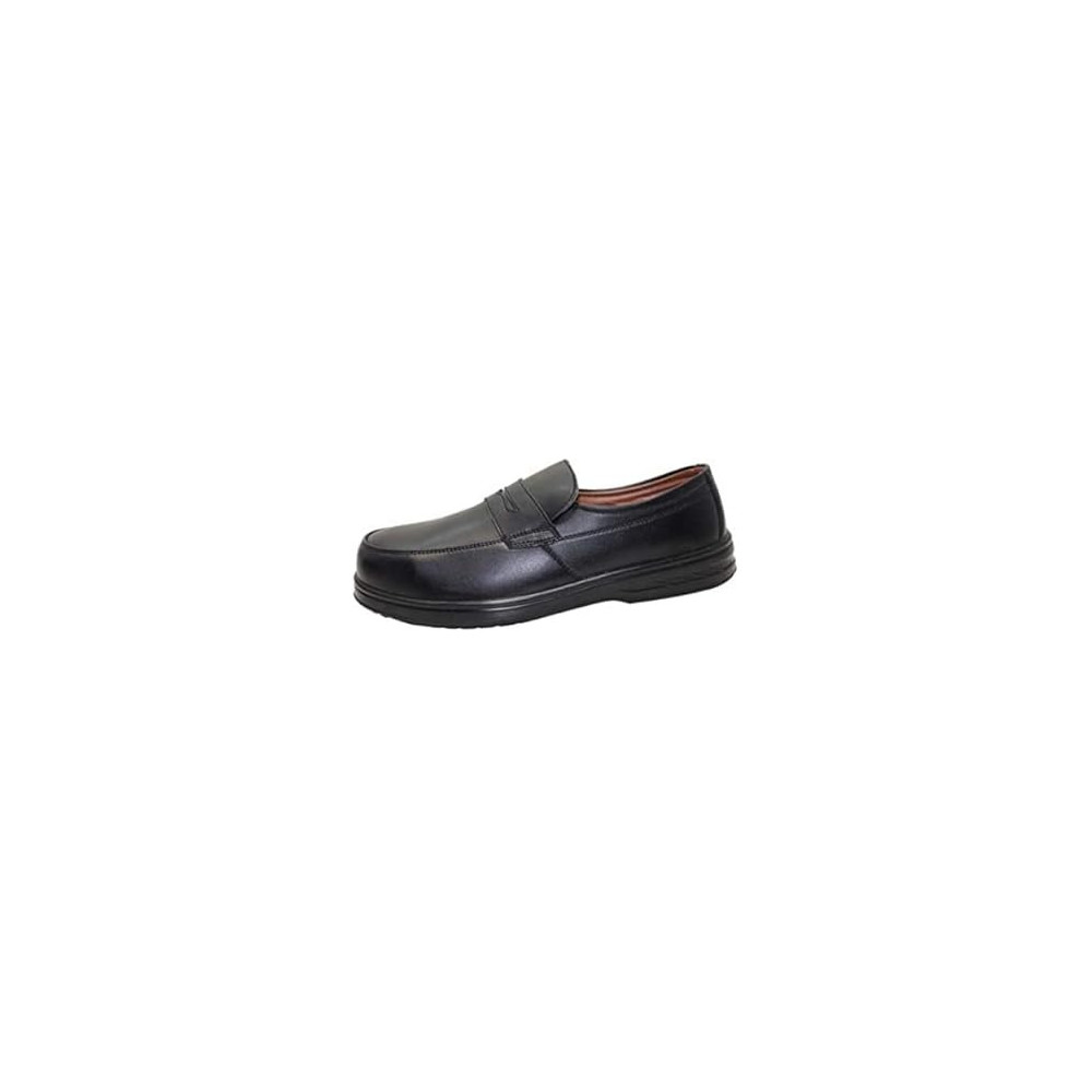 Abbas Ali Mens Black Leather Safety Shoes, Steel Toe, Breathable, Slip-Resistant, 41