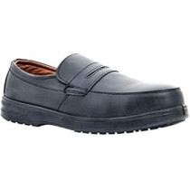 Abbas Ali Mens Black Leather Safety Shoes, Steel Toe, Breathable, Slip-Resistant, 41