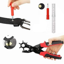 Mafra Leather Hole Punch Tool Kit, Belt Hole Punchers with Awl And Ruler, Red