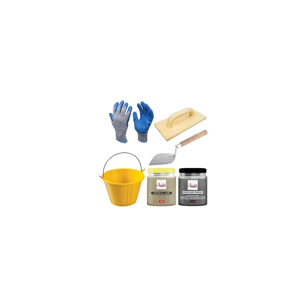Abbas Ali 1kg Sand And Cement DIY Kit with PVC Bucket, Gurmala, and Safety Gloves
