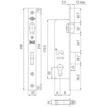 Abbas Ali Door Lock for Aluminium with Roller Latch, 25mm