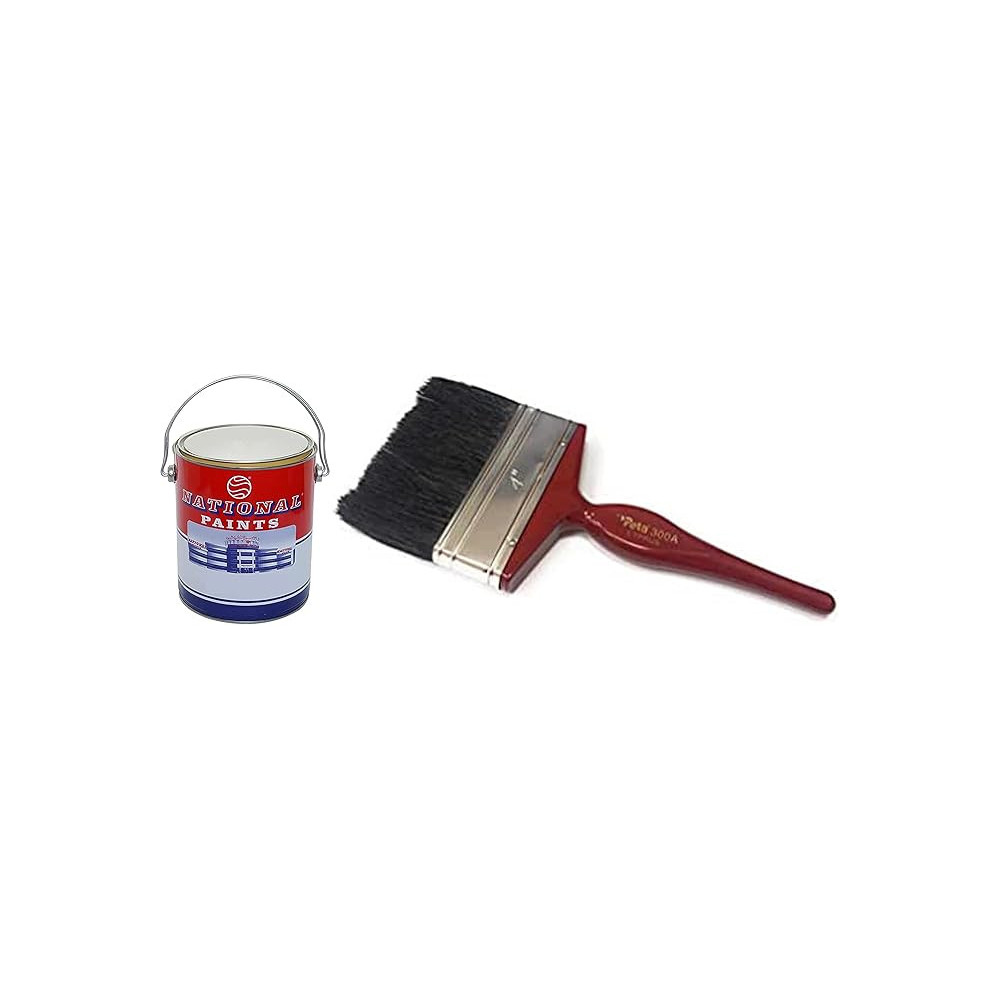 Abbas Ali National Paints Water Based 3.6L with 4 Inch Paint Brush, 403 Marvik Blue