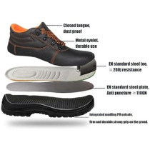 Abbas Ali Lightweight Steel Toe Safety Shoes for Men, Slip Resistant, Size 45 EU