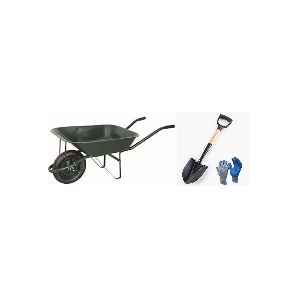 Abbas Ali Green Wheelbarrow for Garden And House Cleaning with Air Wheel And Gloves