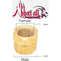 Abbas Ali 2 Pack Brass Reducer BSP Male to Female Thread, 1/2 Inch x 3/8 Inch