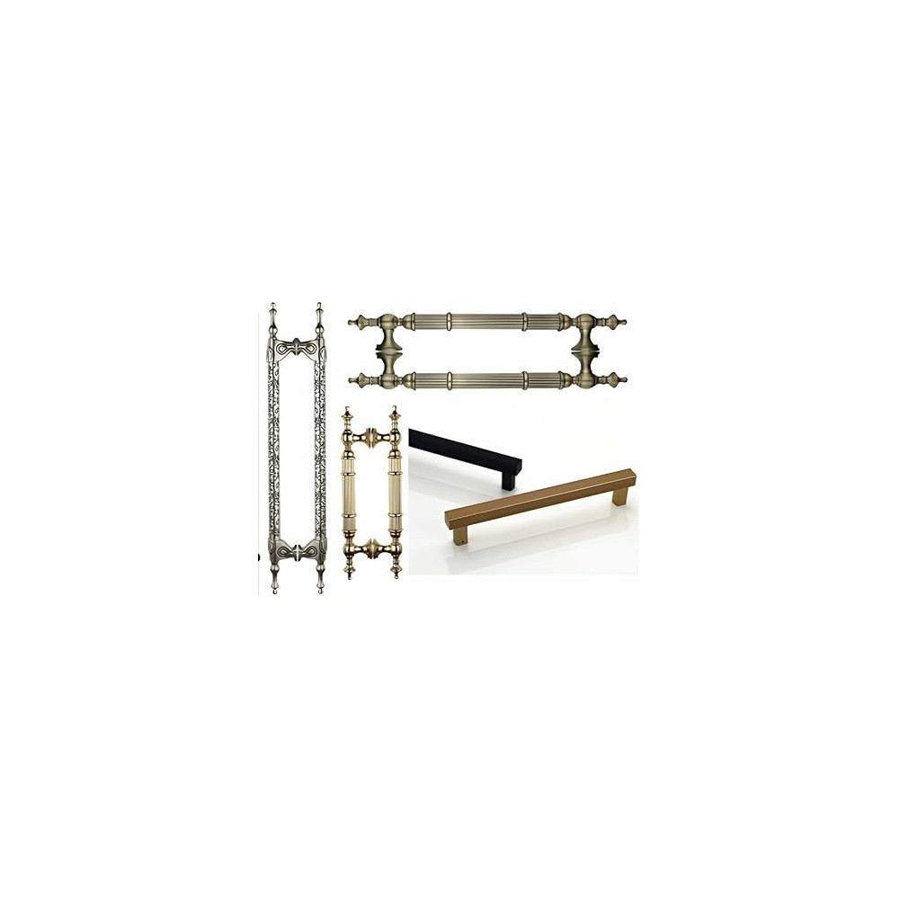 Abbasali Modern and Stylish Wooden and Glass Door Handle Set of 2 Pieces, Available in All Sizes, 800mm, Gold
